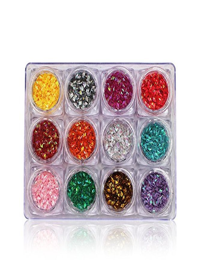 Nail Art Rhombus Sequins Mermaid 3D Sparkling Stickers Colorful Manicure Tips 12 Boxes