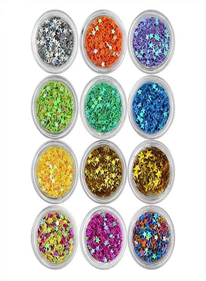 Nail Art Glitter Sequins Five Star 3D Diy Manicure Decals Decoration 12 Colors