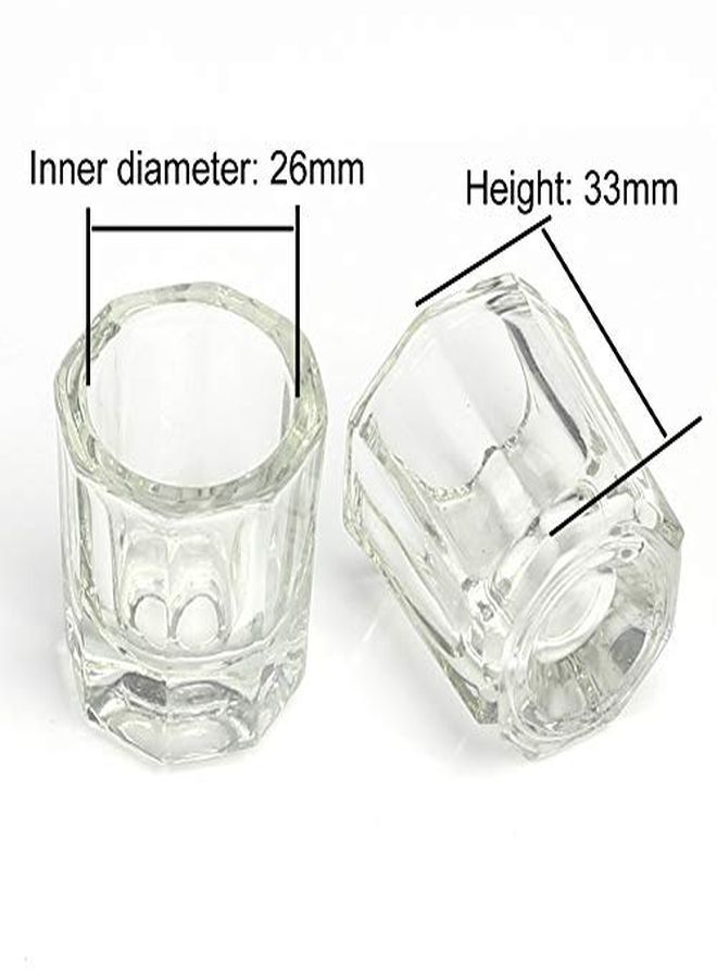 2 Pieces Mini Glass Dappen Dish With Stainless Steel Lid Nail Art Acrylic Powder Nail Art Tools Glass Cup Glass Dappen Cup