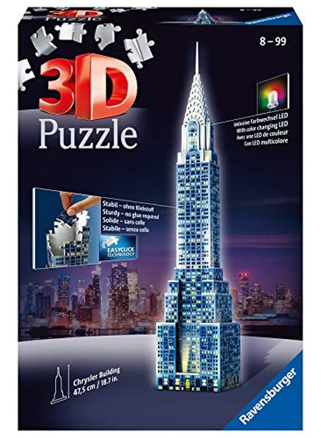Chrysler Building Night Edition 216 Piece 3D Jigsaw Puzzle For Kids And Adults Easy Click Technology Means Pieces Fit Together Perfectly