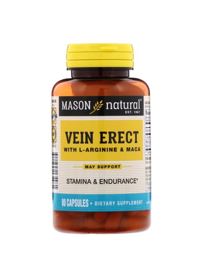 Vein Erect With L-Arginine And Maca May Support Dietary Supplement - 80 Capsules