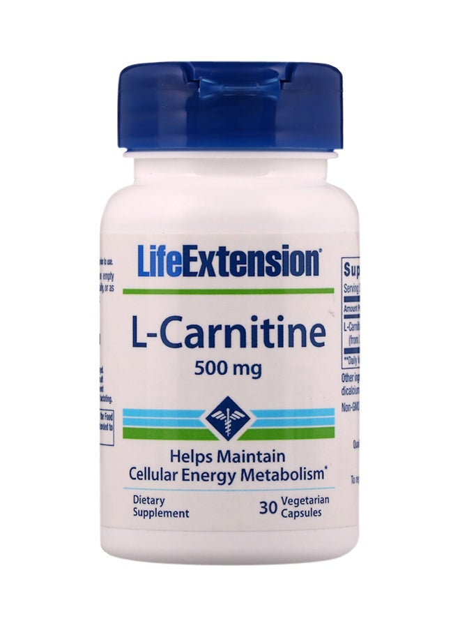 L-Carnitine 500 mg - 30 Vegetarian Capsules