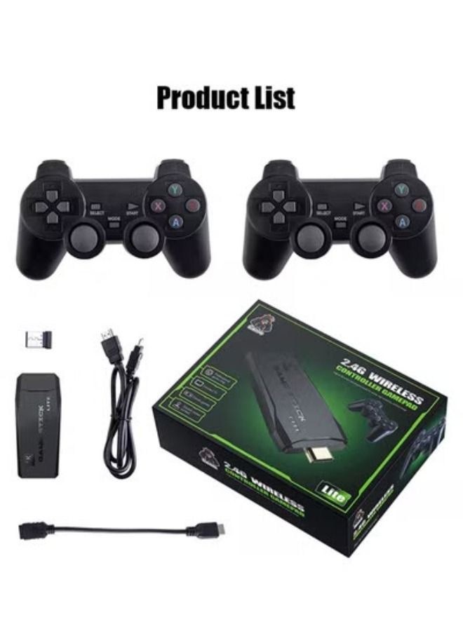 2.4G Wireless Controller Gamepad Console Stick Plug and Play Video Game Stick with 10000 Games 9 Classic Emulators 4K High Definition HDMI Output for TV with Dual 2.4G Wireless Controllers-64GB