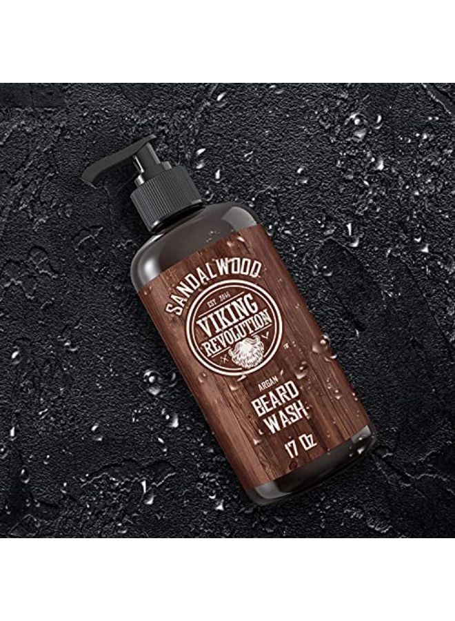 O W/Argan & Jojoba Oils - Softens & Strengthens - Sandalwood Scent - Beard Shampoo W/Beard Oil (17 Oz Shampoo)