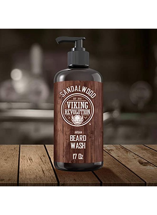 O W/Argan & Jojoba Oils - Softens & Strengthens - Sandalwood Scent - Beard Shampoo W/Beard Oil (17 Oz Shampoo)