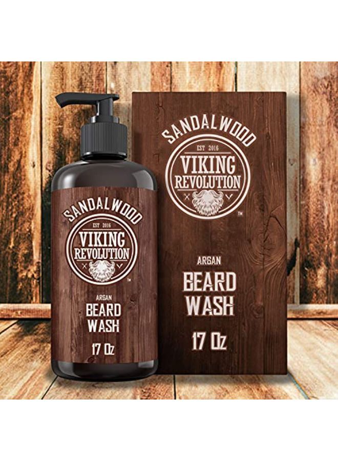 O W/Argan & Jojoba Oils - Softens & Strengthens - Sandalwood Scent - Beard Shampoo W/Beard Oil (17 Oz Shampoo)