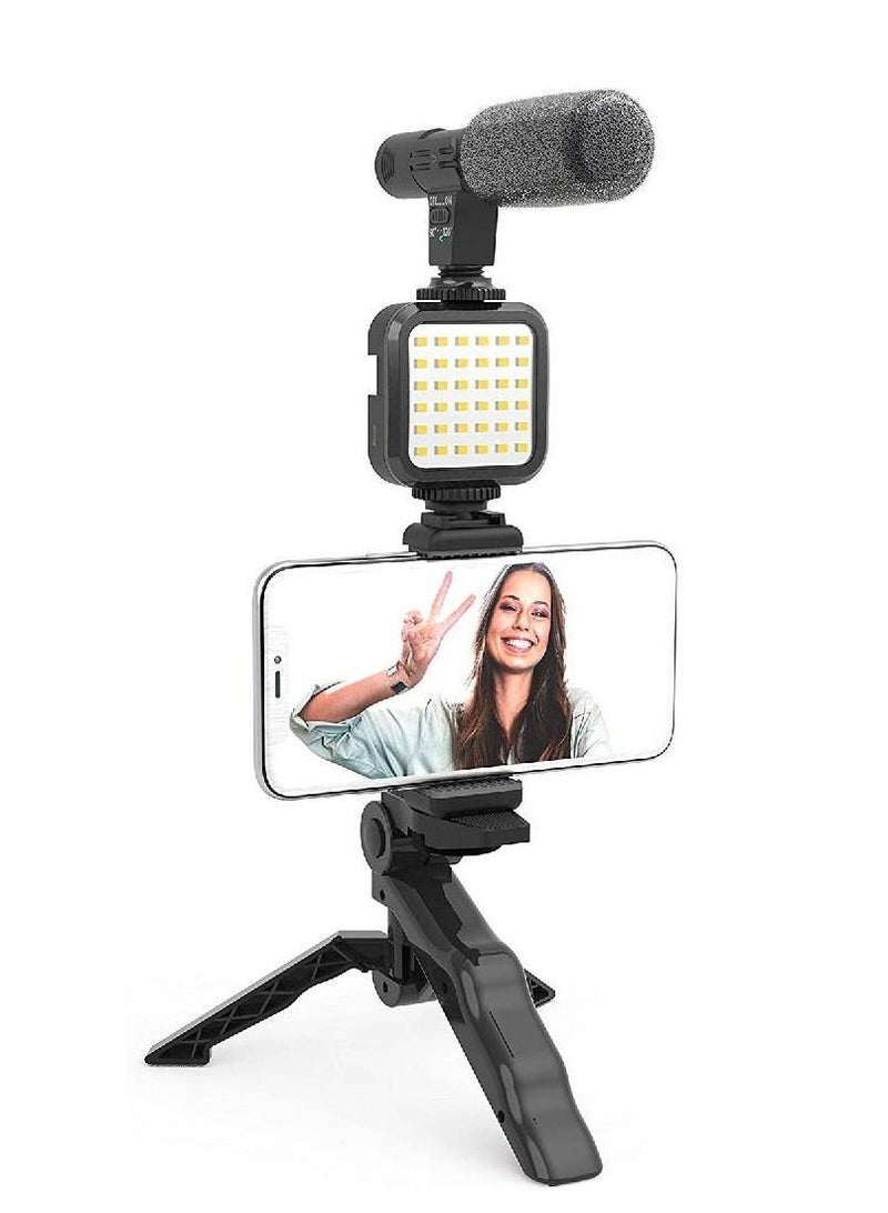 DigiPower Vlogging Mobile Phone Holder + Hand Grip/Mini Tripod Compatible With Smartphones,TikTok, Youtube, Live Streaming and Meetings