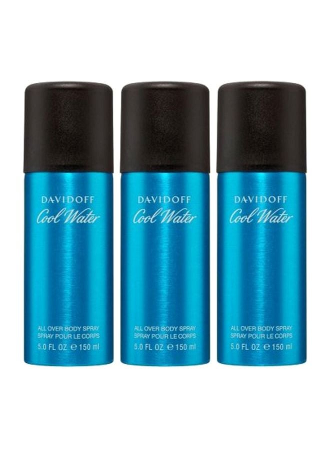 Pack Of 3 Cool Water Body Spray 3x150ml