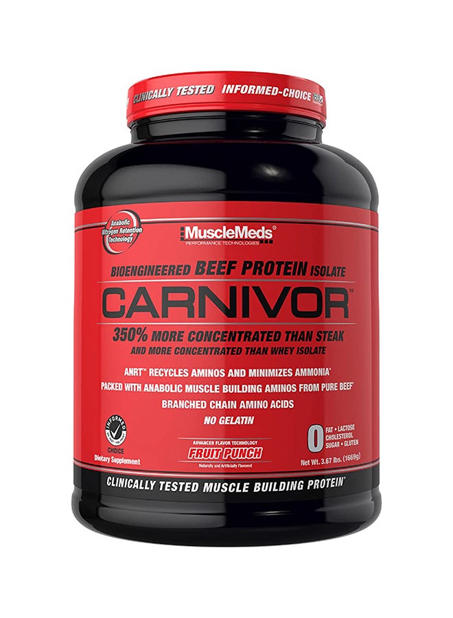 Carnivor Beef Protein Isolate, 0 Fat, 0 Cholesterol, 0 Sugar - Fruit Punch - 3.67lbs