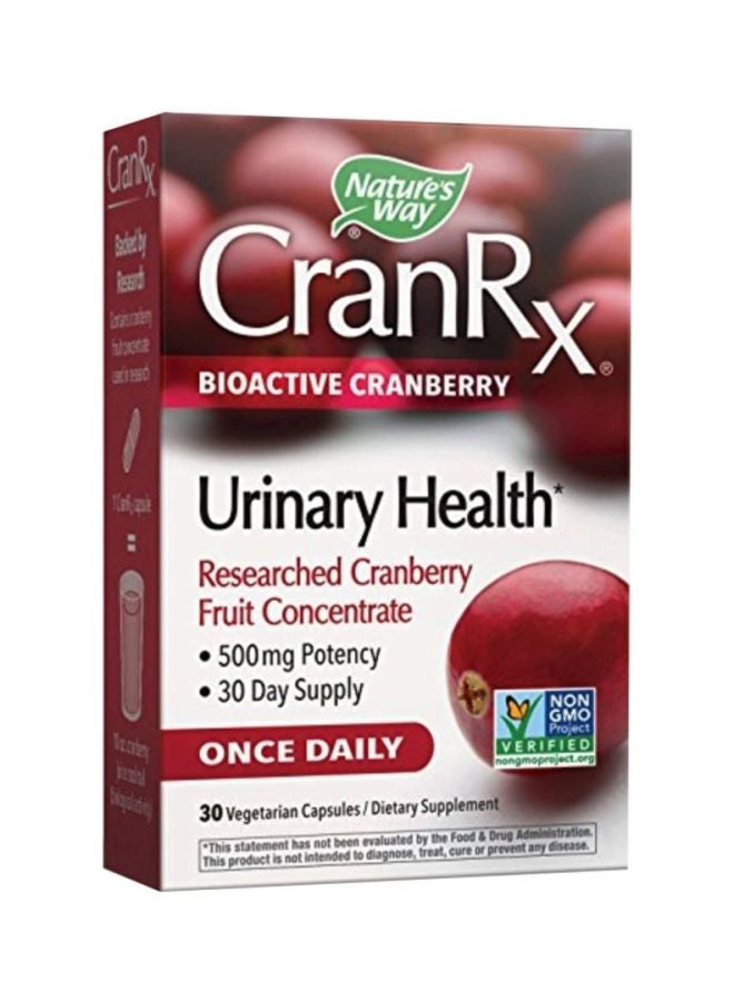 CranRx Cranberry Fruit Concentrate Dietary Supplement - 30 Capsules