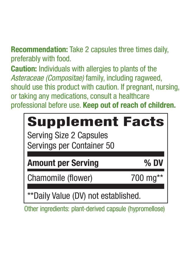 Chamomile Flower Dietary Supplement - 100 Capsules