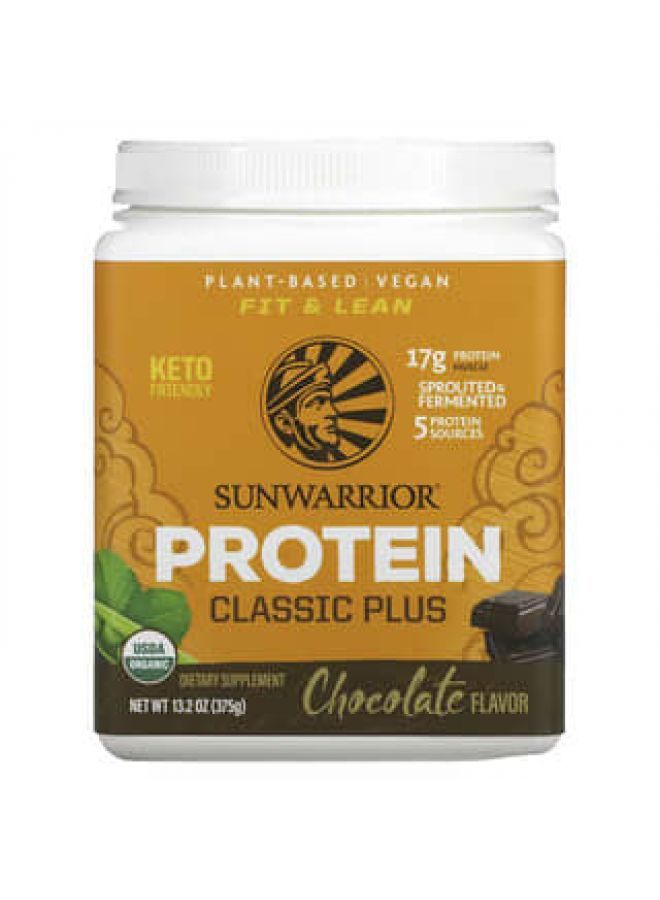 Sunwarrior Classic Plus Protein  Plant Based Chocolate 13.2 oz (375 g)