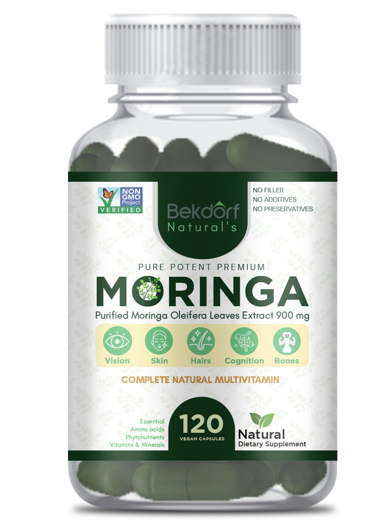 Moringa -120 Vegan Capsules (Complete Natural Multivitamin)
