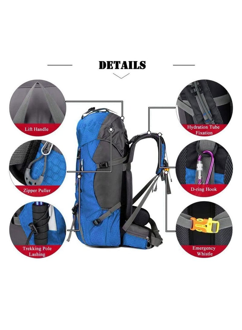 COOLBABY 60L Waterproof Lightweight Hiking Backpack with Rain Cover Outdoor Sport Travel Daypack for Climbing Camping Touring