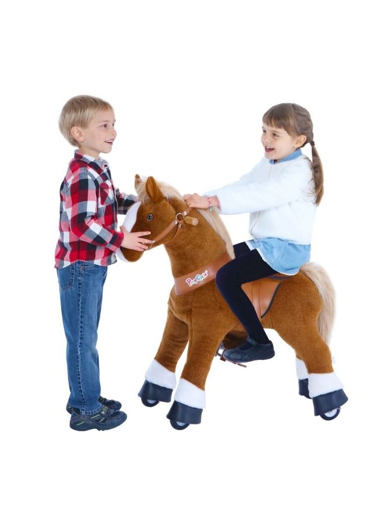 Official Licensed Kids Riding Horse Toy No Battery No Electricity Indoor and Outdoor best Gift for Kids 3 to 5 years - Small Brown