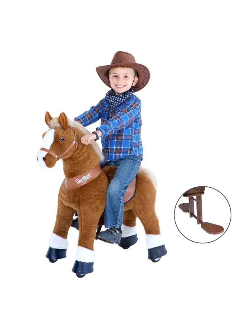 Official Licensed Kids Riding Horse Toy No Battery No Electricity Indoor and Outdoor best Gift for Kids 3 to 5 years - Small Brown