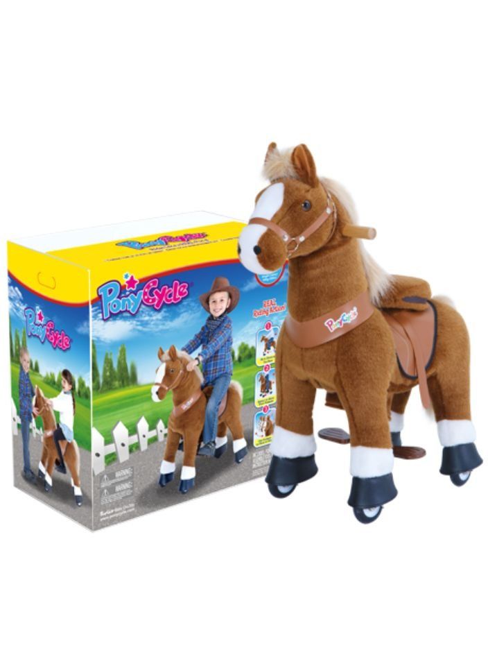 Official Licensed Kids Riding Horse Toy No Battery No Electricity Indoor and Outdoor best Gift for Kids 3 to 5 years - Small Brown