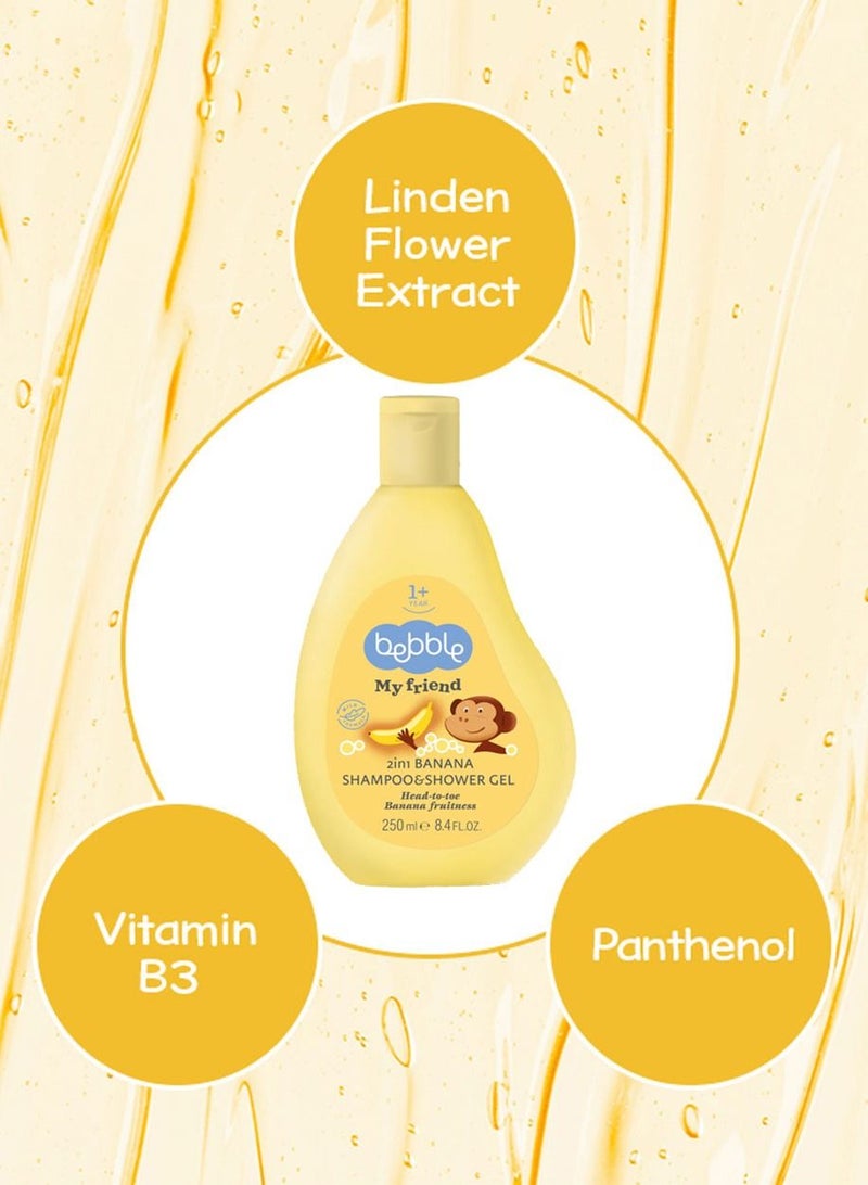 Baby Shampoo and Shower Banana Gel Head to Toe No Tear Free of Paraben Sulphate and Dyes 250ml