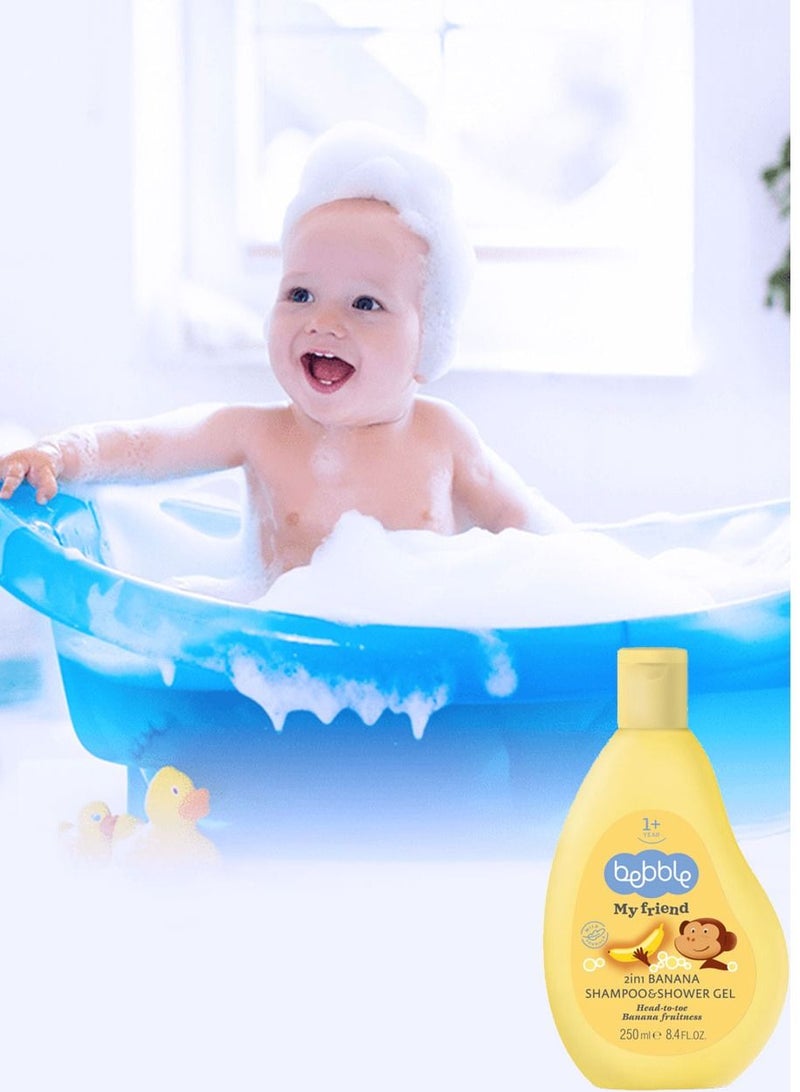 Baby Shampoo and Shower Banana Gel Head to Toe No Tear Free of Paraben Sulphate and Dyes 250ml