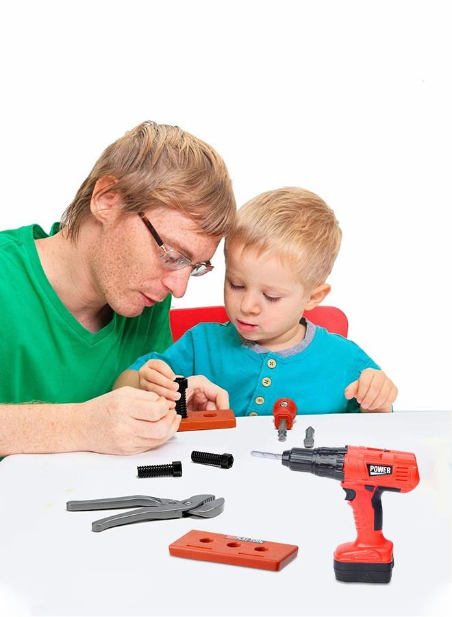 Kid Tool Set, Pretend Play Toddler Tool Toy with Electric hand drill, engineer's vest,Bolt Driver,Pretend Play Repair Tool Toy