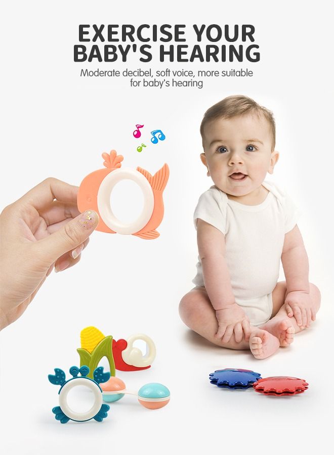 10PCS Baby Rattle Teething Toys for Babies 0-6-12 Months, Grab Spin Rattle Shaker Early Educational Infant Toys, Soothing Teether, Baby Toys 6 to 12 Months Infant Newborn Baby Gift