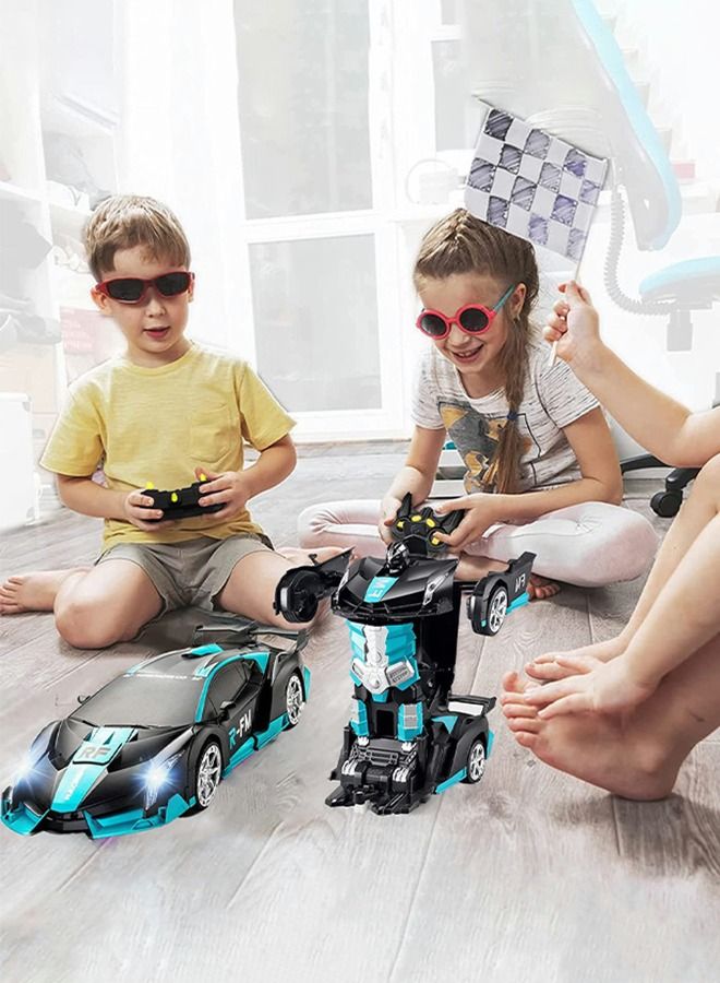 Transform RC Car Robot LED Remote Control Car Transforming Robot 360° Speed Drifting one-click Deformation Remote Control Car Independent Robot Deformation RC Car Toy