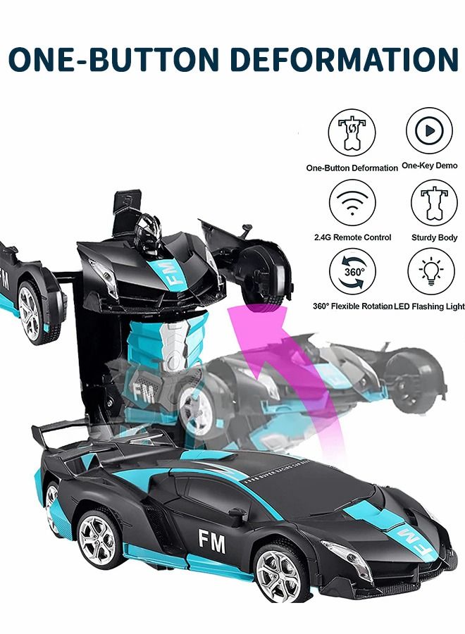 Transform RC Car Robot LED Remote Control Car Transforming Robot 360° Speed Drifting one-click Deformation Remote Control Car Independent Robot Deformation RC Car Toy
