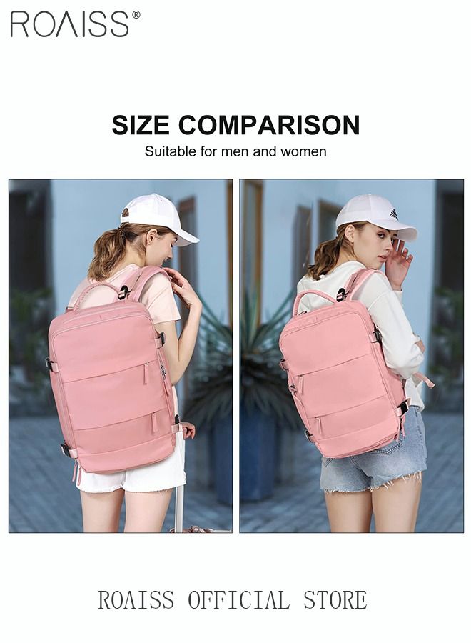 Travel Backpack for Men Women Carry On Backpack with USB Charging Port Shoe Compartment 15.6 Inch Laptop Backpack Flight Approved College School Bag Casual Daypack for Weekender Business Hiking