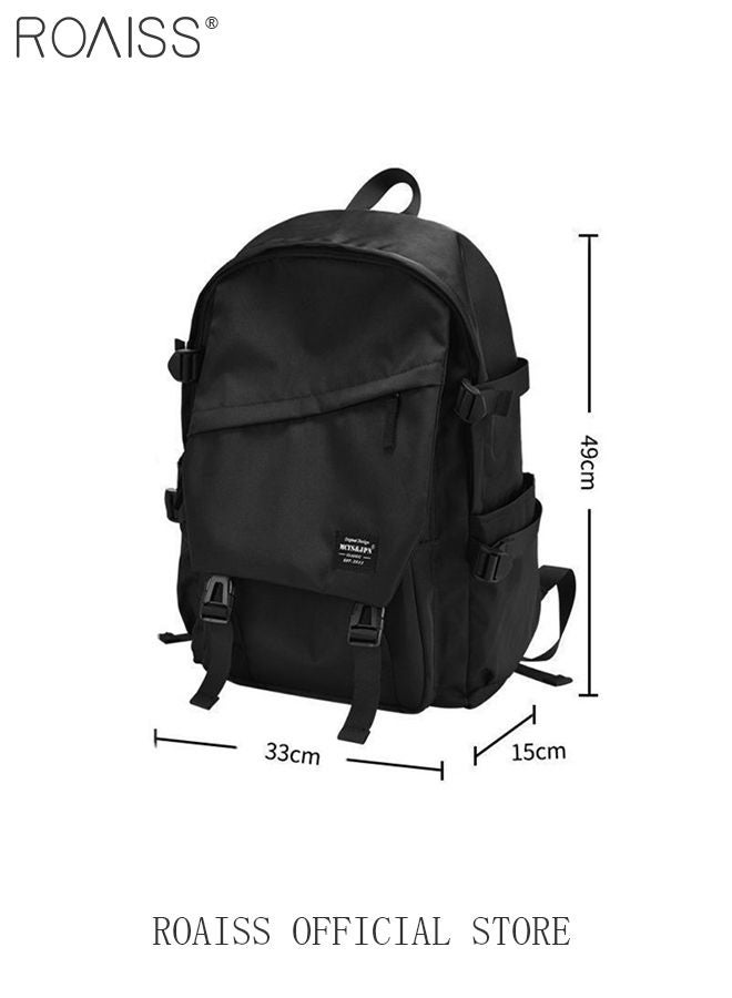 Classic Large Capacity Backpack Fit 17 Inch Laptop Multifunction Casual Water Resistant Oxford Double Shoulder School Bag