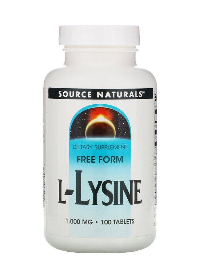 Dietary Supplement Free Form L-Lysine - 100 Tablets