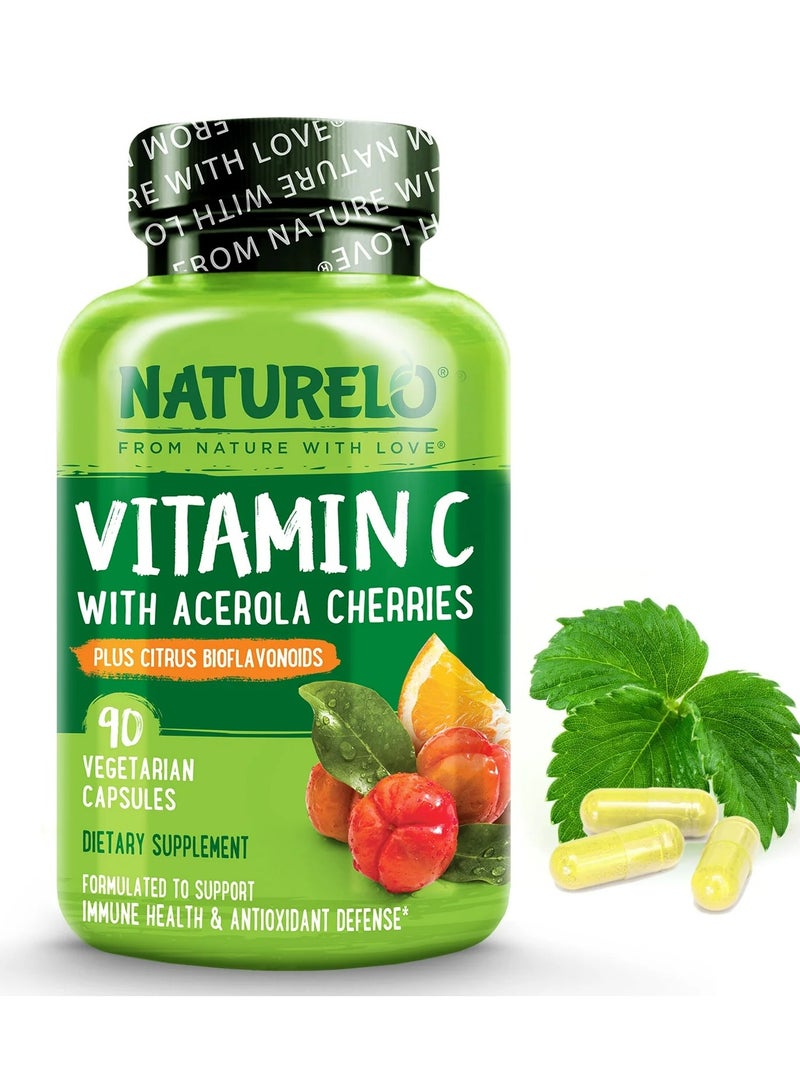Vitamin C with Acerola Cherries Plus Citrus Bioflavonoids 90  Vegetarian Capsules Dietary Supplement Formulated To Support Immune Health & Antioxidant Defense