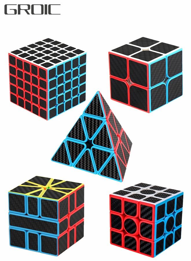 Magic Cube 2x2 3x3 5x5 Pyramid Set Puzzle Cube Easy Turning Toy Gift for Children Adults Pack of 5