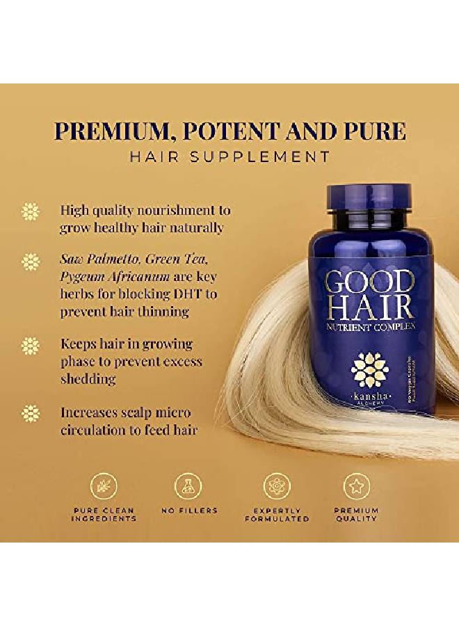Good Hair Growth Vitamins With Biotin For Longer Thicker Hair Ideal For All Hair Types Plus Dht Blocker & Saw Palmetto 60 Tabs