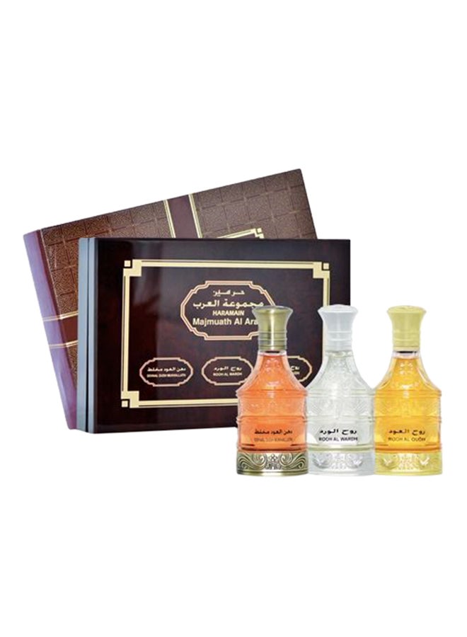 3-Piece Majmuath Al Arab EDP Gift Set Rooh Al Oudh - 50ml, Dehnal Oudh Mukhallath - 50ml, Rooh Al Ward - 50ml