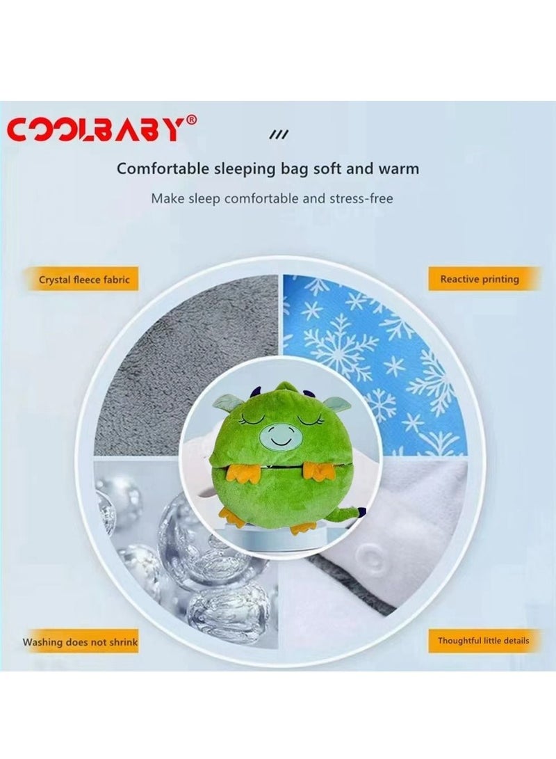 COOLBABY Kids Cartoon Lazy Warm Sleeping Bag, Foldable Cartoon Animal Sleeping Bag, Suitable for Children Playing and Camping