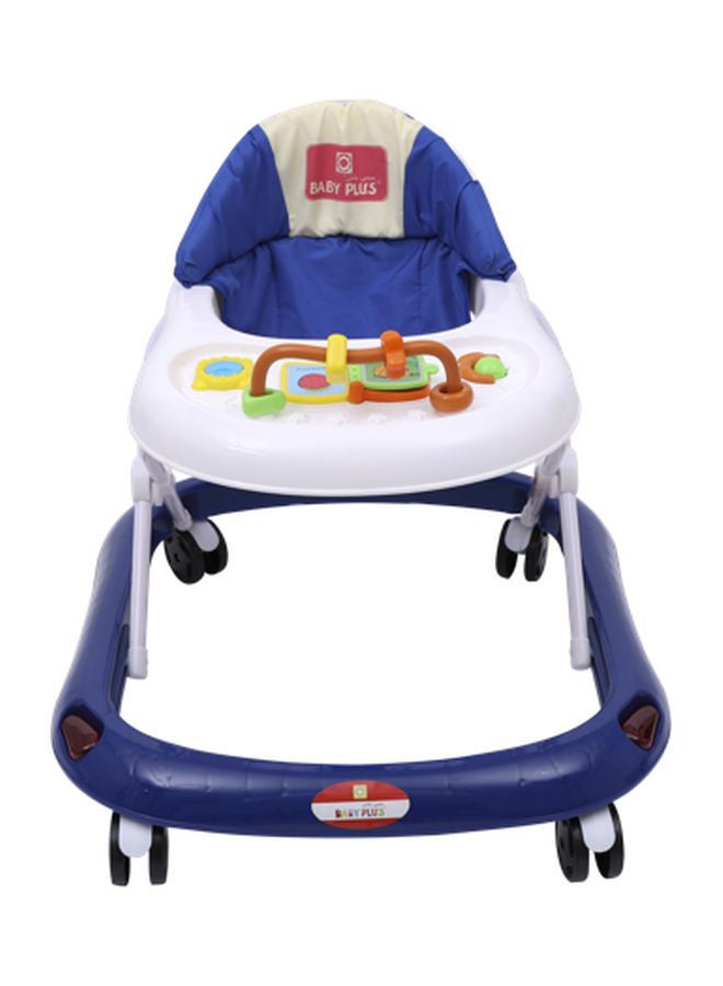 Baby Walker With Toy Tray - Blue/White