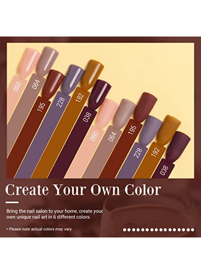 Nail Dip Powder Set 6 Pcs Dark Brown Color Fall Dipping Powder Nail French Manicure Diy Salon Home Gifts For Women No Need Nail Lamp Cured