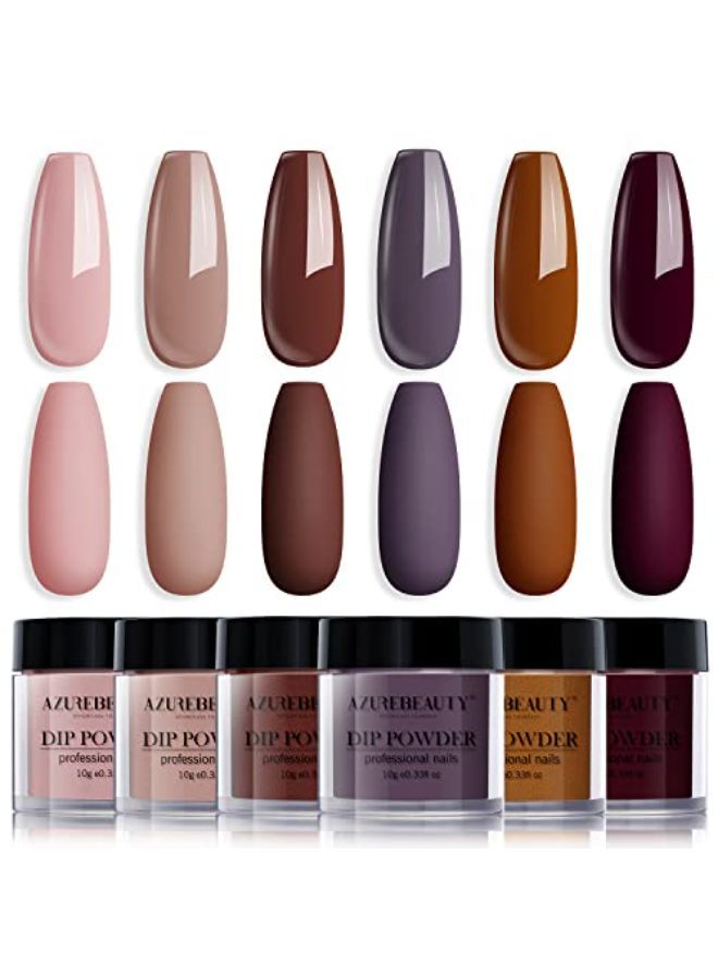 Nail Dip Powder Set 6 Pcs Dark Brown Color Fall Dipping Powder Nail French Manicure Diy Salon Home Gifts For Women No Need Nail Lamp Cured