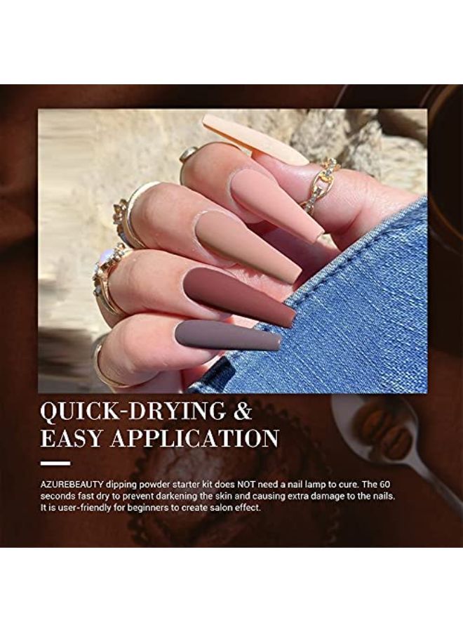 Nail Dip Powder Set 6 Pcs Dark Brown Color Fall Dipping Powder Nail French Manicure Diy Salon Home Gifts For Women No Need Nail Lamp Cured