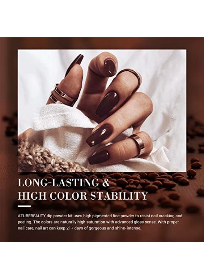 Nail Dip Powder Set 6 Pcs Dark Brown Color Fall Dipping Powder Nail French Manicure Diy Salon Home Gifts For Women No Need Nail Lamp Cured