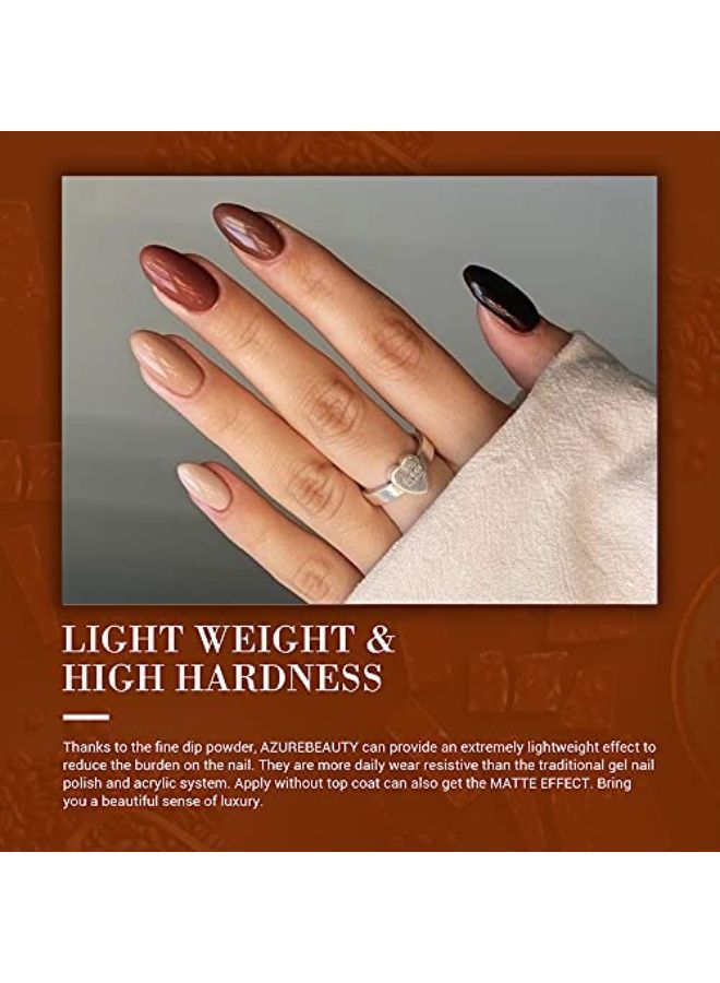 Nail Dip Powder Set 6 Pcs Dark Brown Color Fall Dipping Powder Nail French Manicure Diy Salon Home Gifts For Women No Need Nail Lamp Cured