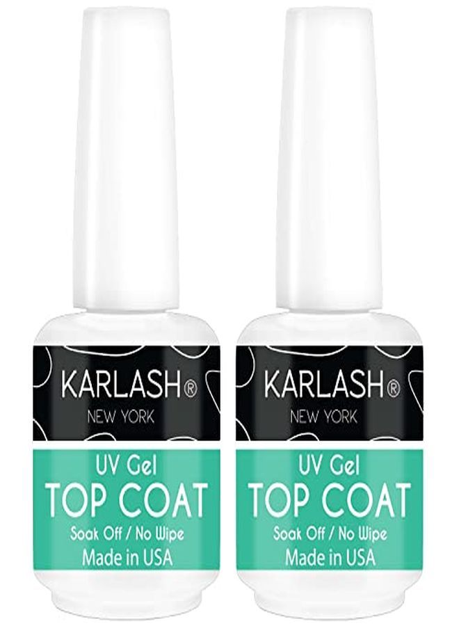 Professional Usa Made 15Ml No Wipe Gel Top Coat Shine Finish And Long Lasting, Soak Off Uv Gel (2 Pieces)