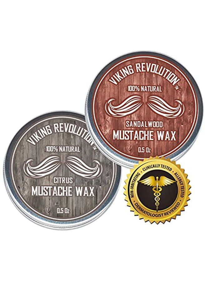 Ck - Beard & Moustache Wax For Men - Strong Hold Helps Train Tame & Style (Citrus & Sandalwood, 2 Pack)