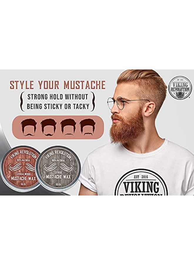 Ck - Beard & Moustache Wax For Men - Strong Hold Helps Train Tame & Style (Citrus & Sandalwood, 2 Pack)