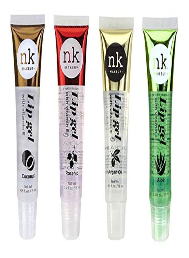 4 Pack Nicka K Lip Gel (Coconut, Rosehip, Argan Oil, Aloe)