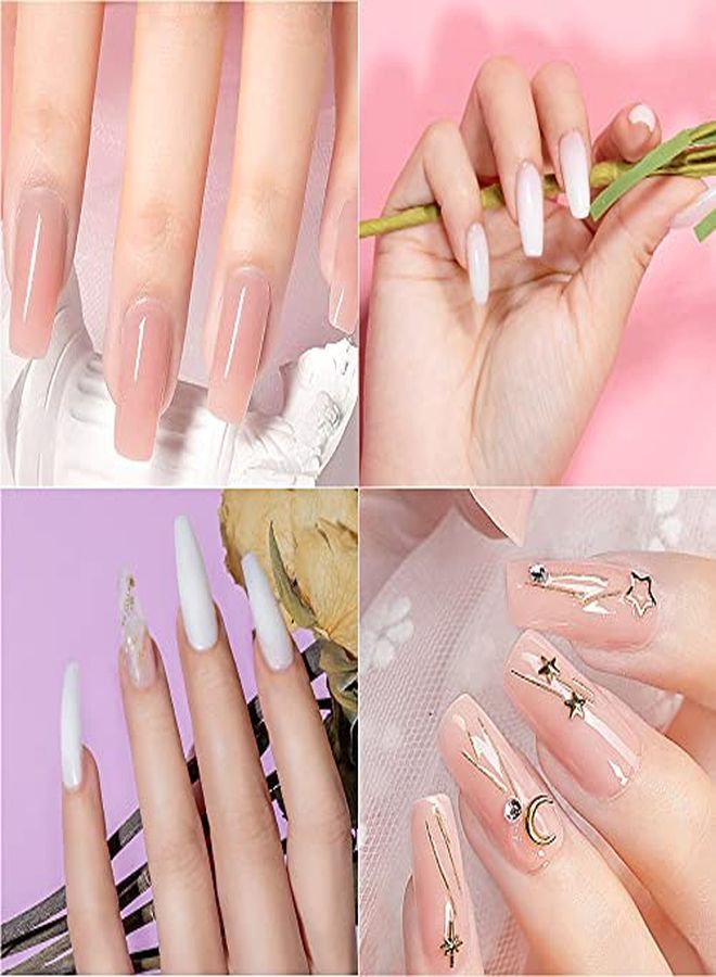 K&White Extension Gel Rosalind 2 Pcs 30Ml White Poly Nail Gel Kit Soft Pink Nail Builder For Nail Art Decoration Nail Thickening Poly Nail Gel Tube Easy To Diy Use Need Uv Lamp