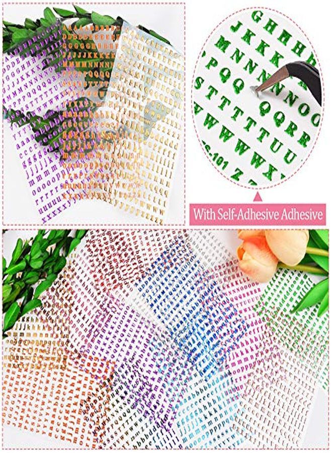 12 Sheets Letters Nail Stickers Alphabet Nail Stickers Holographic Small Tiny Letter Nail Stickers 3D Colors Laser Letter Selfadhesive Nail Decals For Nail Art Decor