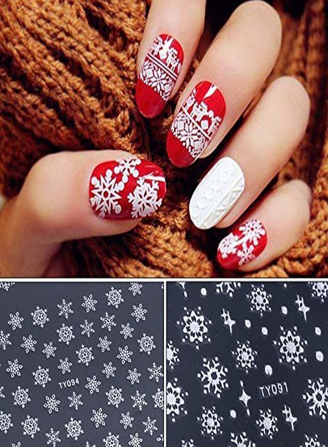 Christmas Nail Art Sticker Decals 3D Snowflake Designs Exquisite Golden Silver White Nail Art Supplies Selfadhesive Luxurious Winter New Year Nails Decorations Design Diy Acrylic Nail Art 12 Sheet