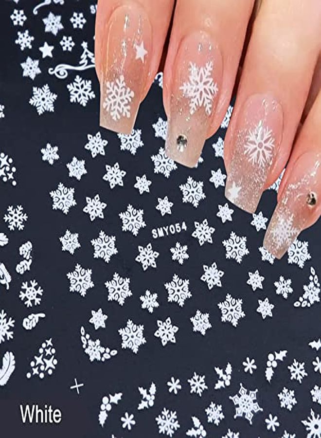 Christmas Nail Art Sticker Decals 3D Snowflake Designs Exquisite Golden Silver White Nail Art Supplies Selfadhesive Luxurious Winter New Year Nails Decorations Design Diy Acrylic Nail Art 12 Sheet