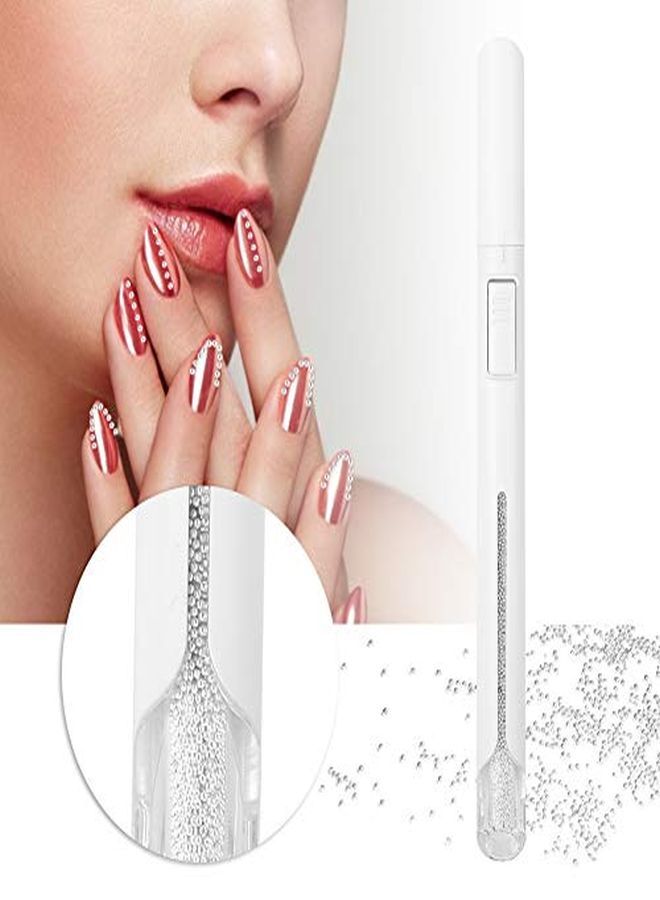 0.8Mm Salon Multi-Functional Nail Beads Dotting Bullion Pen, Nail Dotting Manicure Decoration Tool, Art Rhinestones Gems Drawing Nail Art Dotting Pen(Silver)